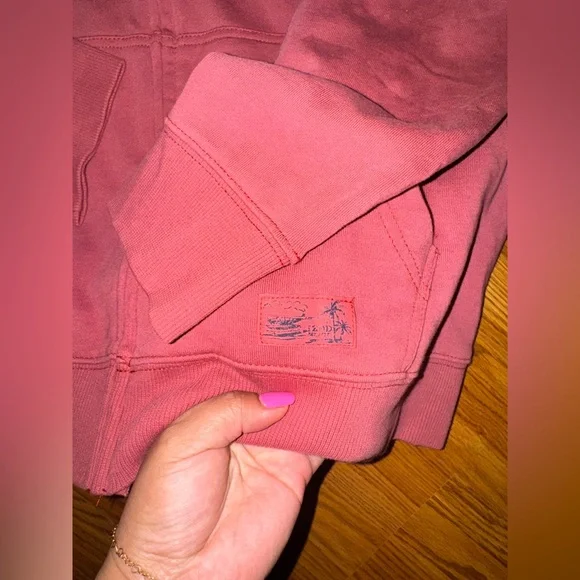 Izod “Washed” salmon pink / coral cotton Full-Zip Hoodie - Picture 4 of 5